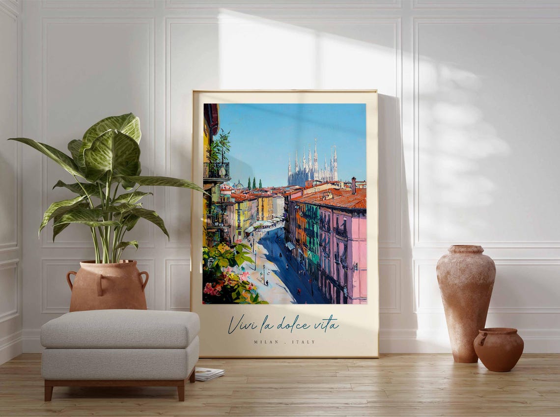 Milan Poster Italian Travel Print Milan Travel Art Milan Wall Art Italy Art Italy Travel Decor Italian Travel Gift - Image 3