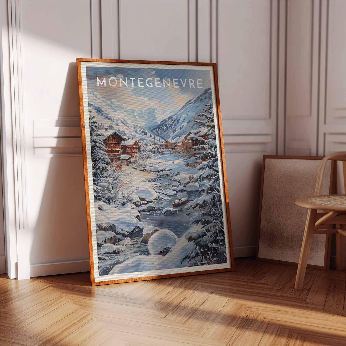 Skiing Travel Poster Montgenvre Ski Print France Travel Print Skiing Art Skiing Print Winter Sport Art Ski Gift - Image 3