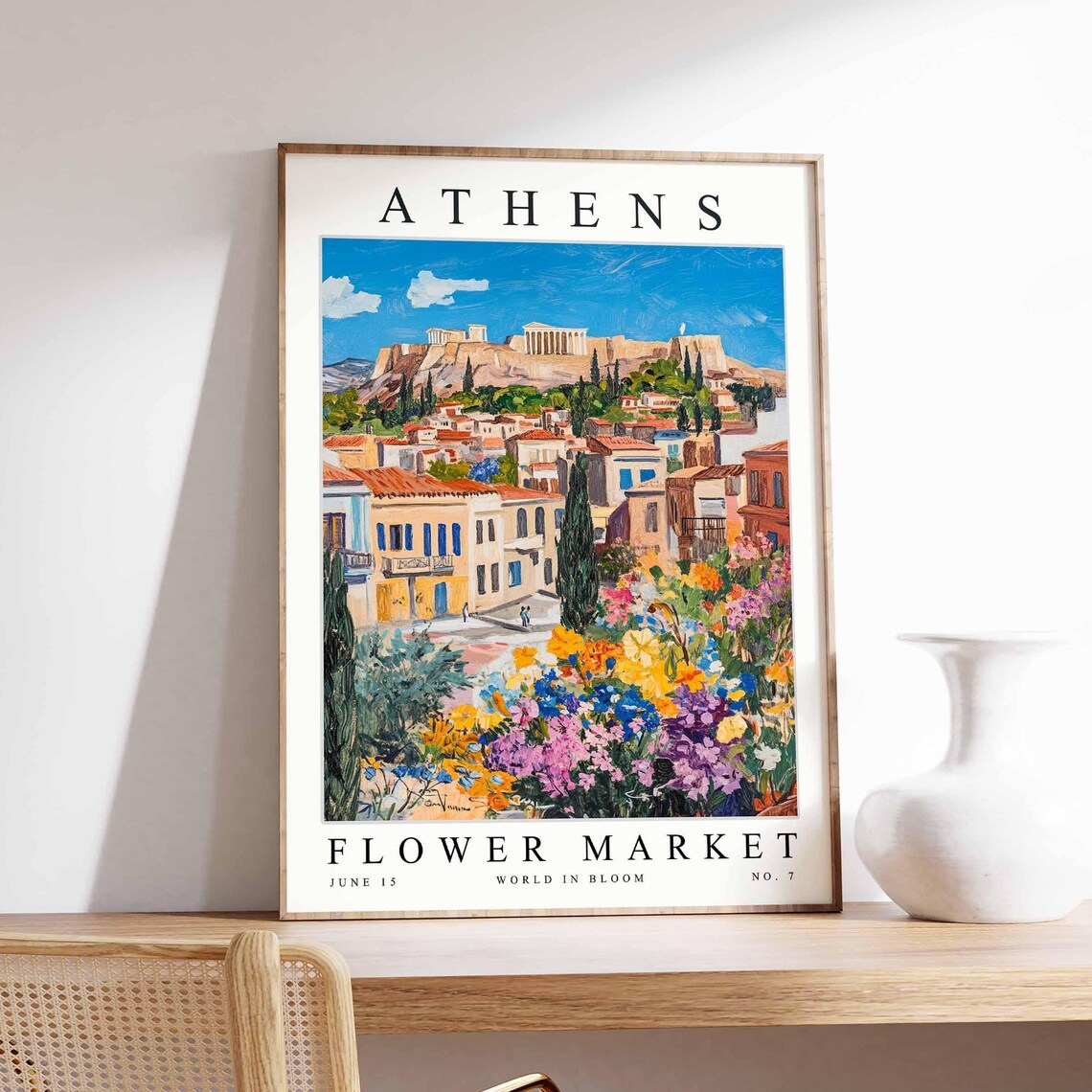 Athens Flower Market Acropolis Plaka Street Bloom Hillside Poster