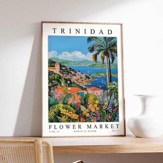 Trinidad Flower Market Poster Print Trinidadian Floral Wall Art Decor Botanical Caribbean Travel