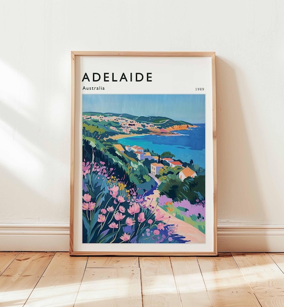 Adelaide Australia Travel Poster South Cityscape Wall Art