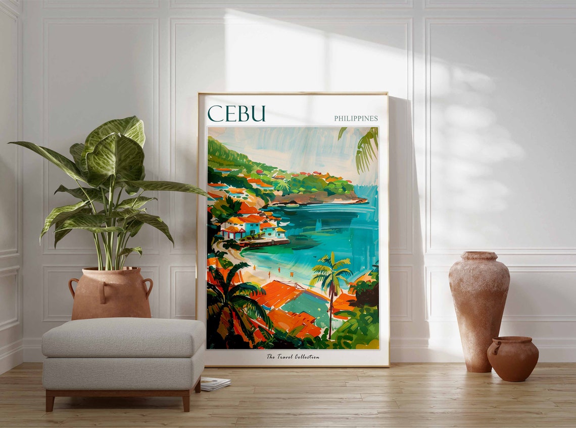 Cebu Travel Poster Cebu Travel Print Philippines Poster Tropical Wall Art Botanical Art Filipino Travel Poster Asian Art Cebu Gift - Image 3