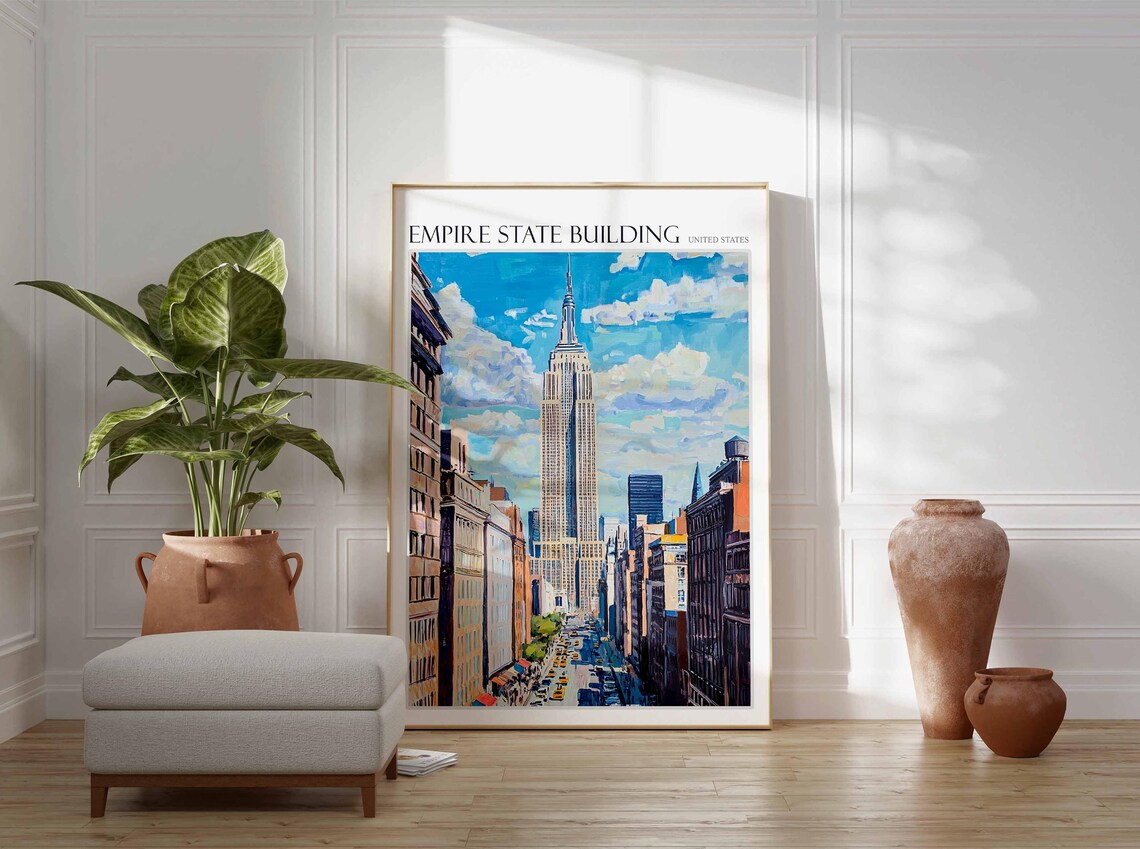 Empire State Building Fifth Avenue Yellow Cabs New York City Poster - Image 2