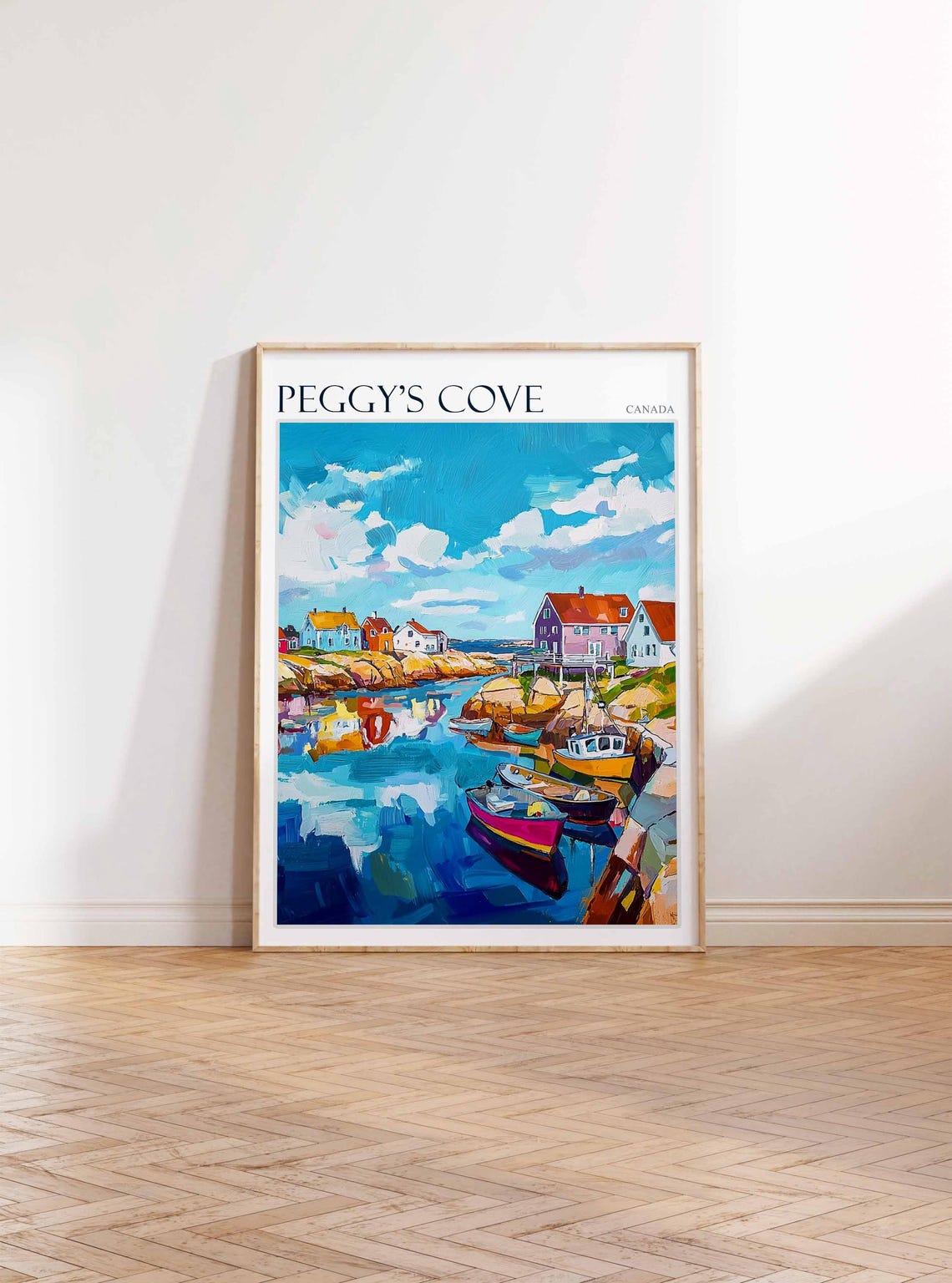 Peggy's Cove Canada Harbour with Moored Boats and Rocky Shore Poster - Image 2