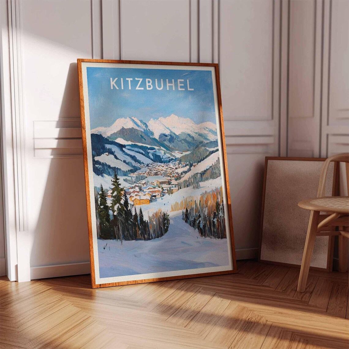 Kitzbuhel Austria Painterly Forest Slope To Town Vintage Poster - Image 2