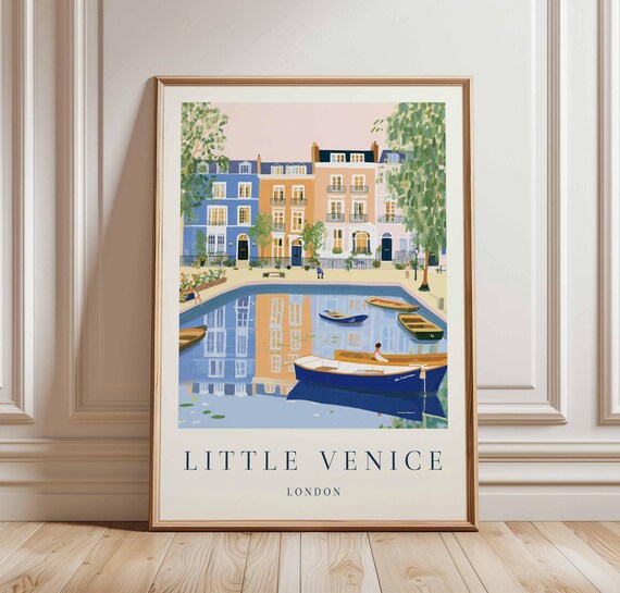 Little Venice London Colorful Townhouses Canal Rowboats Poster