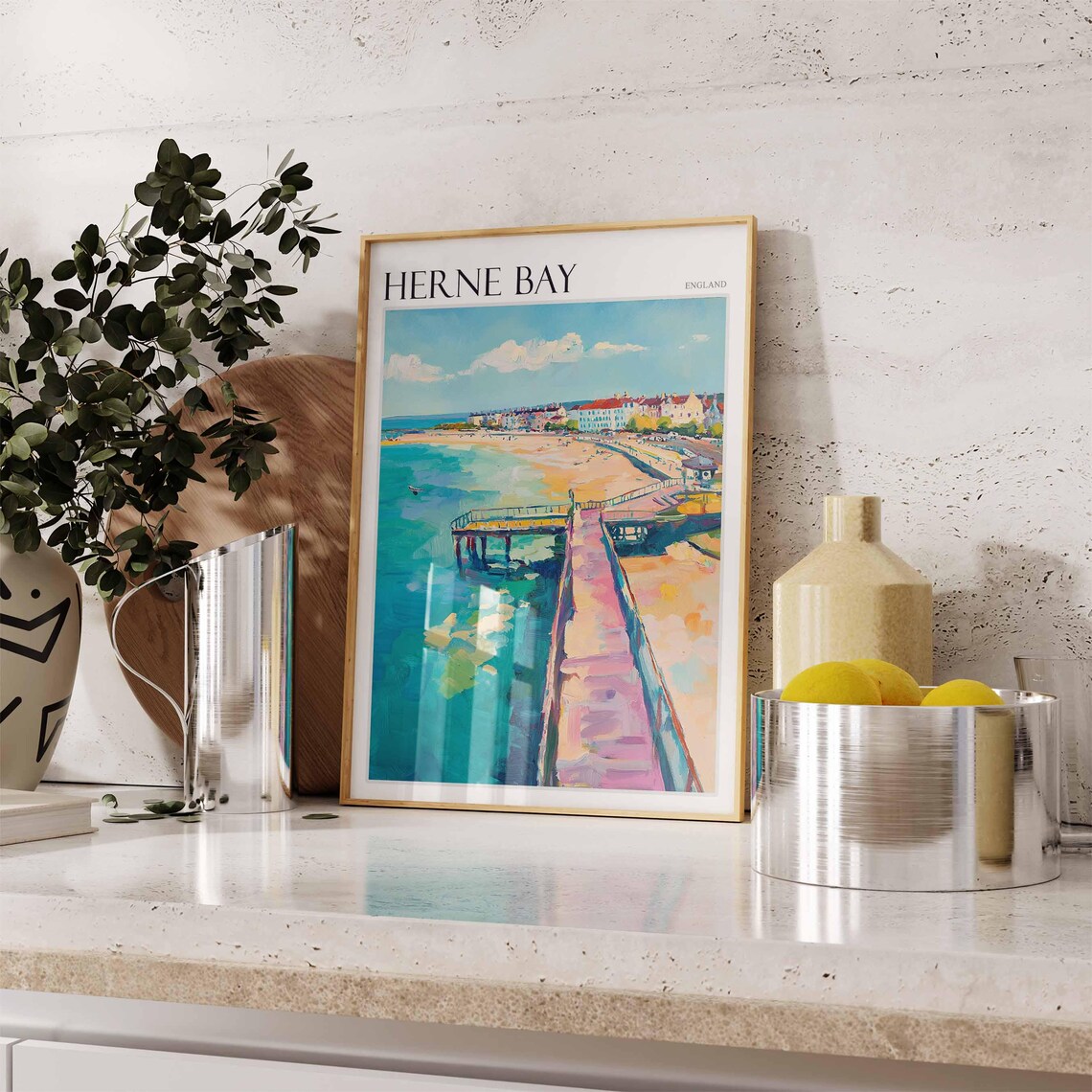 Herne Bay England Long Pier Turquoise Sea Promenade Town Poster - Image 2