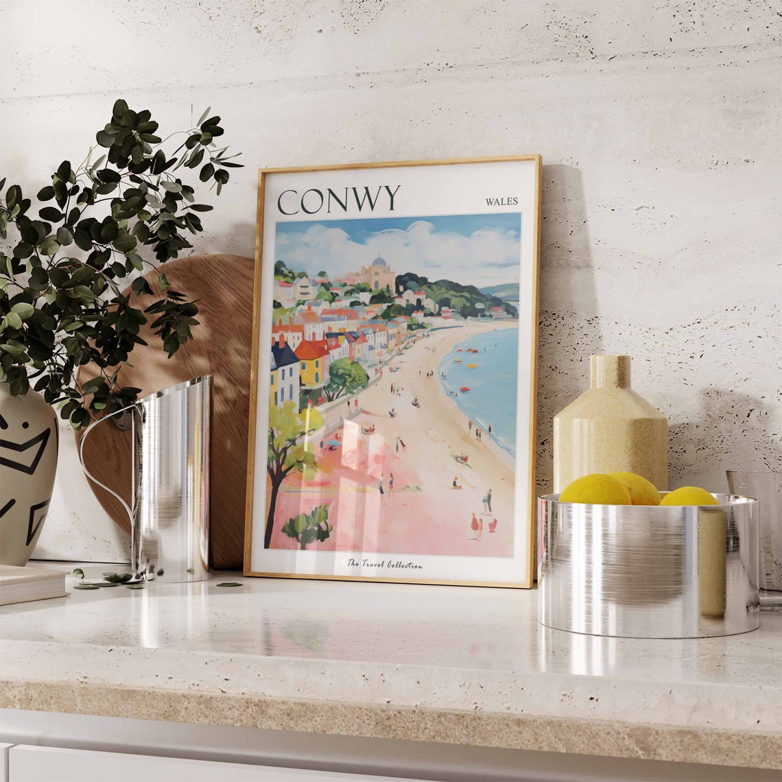 Conwy Wales Travel Poster Sandy Beach Seafront And Castle Views - Image 3