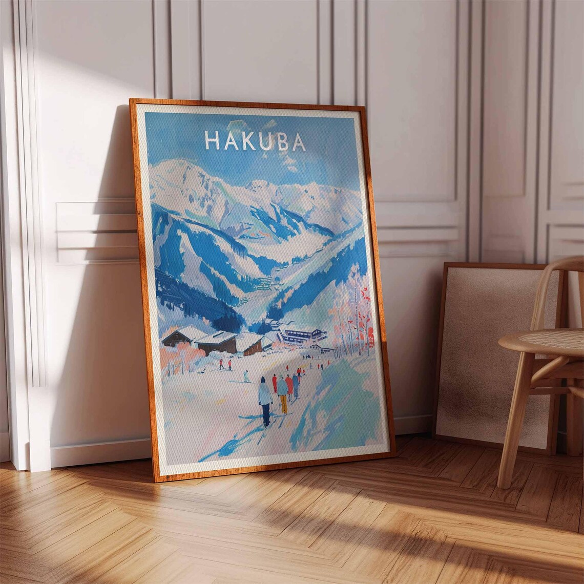 Hakuba Japan Skiers Alpine Trek Watercolor Travel Art Poster - Image 2