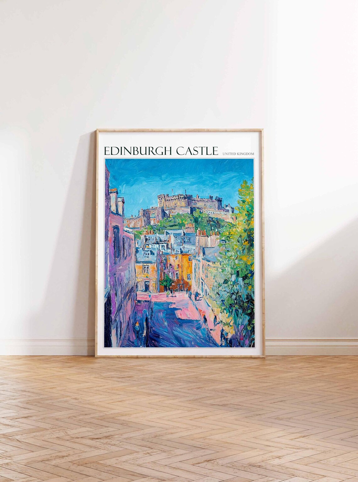 Edinburgh Castle United Kingdom Old Town Alley View Painting Poster - Image 3