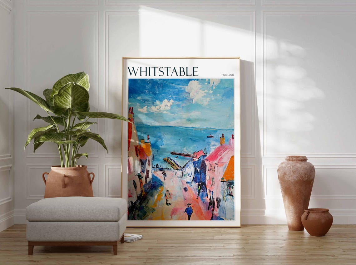 Whitstable England Seaside Street Walkers Beach Travel Poster - Image 2