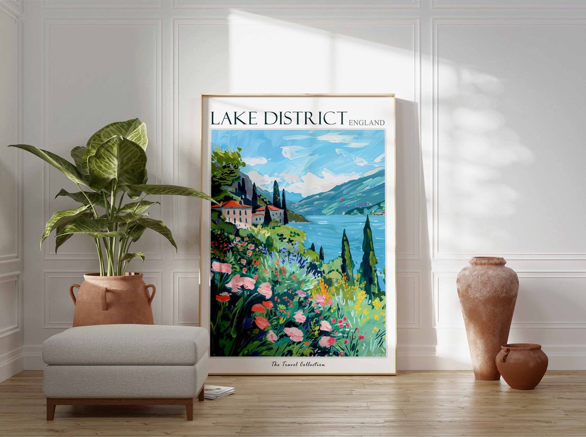 Lake District Poster Lake District Travel Print Uk Travel Poster Uk Decor English Travel Art Countryside Print Lake District Art - Image 2