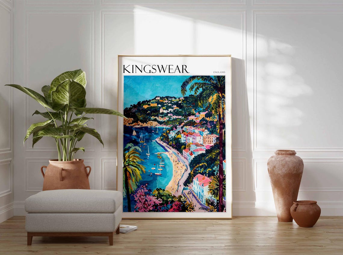 Kingswear Poster English Riviera Poster Uk Travel Poster Coastal Wall Art British Decor Kingswear Travel Print Kingswear Wall Decor - Image 3