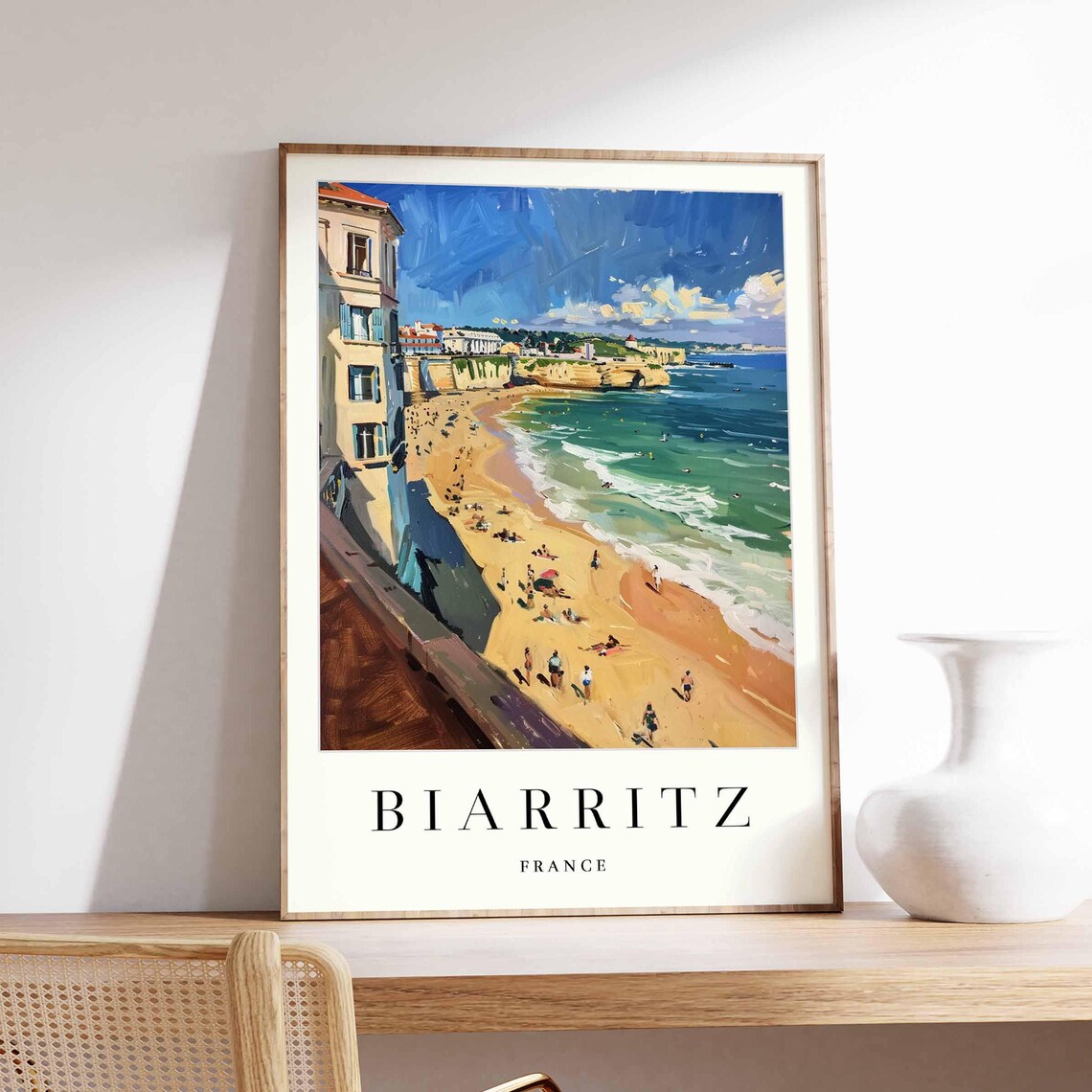 Biarritz France Travel Poster, Basque Coast Beach