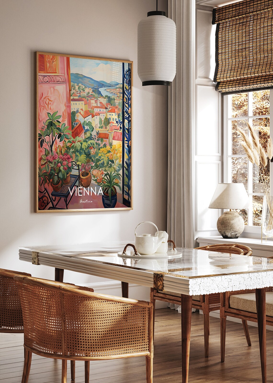 Vienna Austria Balcony Garden City View Floral Painting Poster - Image 2