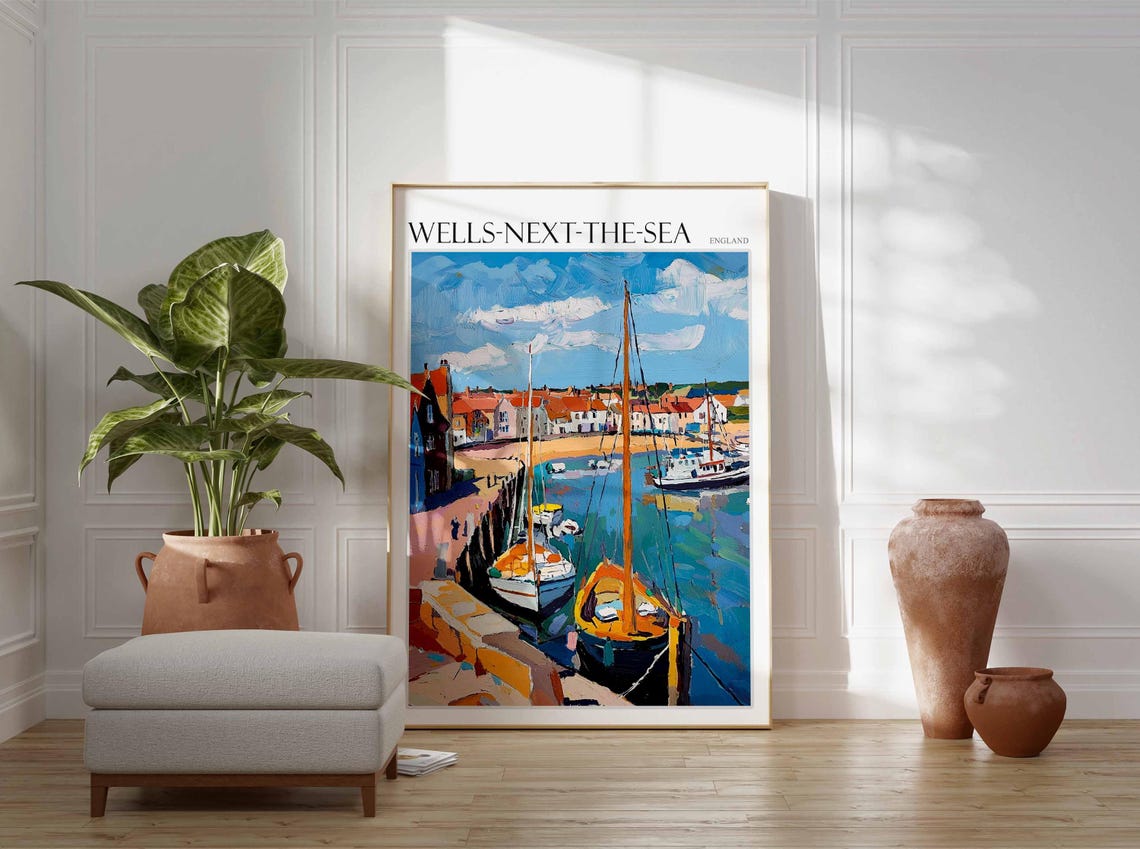 Wells Next The Sea Poster Norfolk Poster Uk Travel Poster Coastal Wall Art British Decor Wells Next The Sea Travel Print Norfolk Decor - Image 3