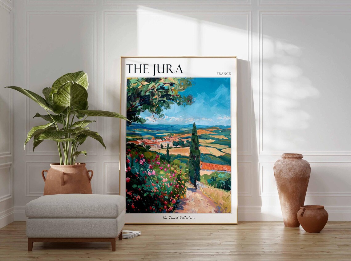 The Jura France Rose Garden Path Village Painting Travel Poster - Image 3