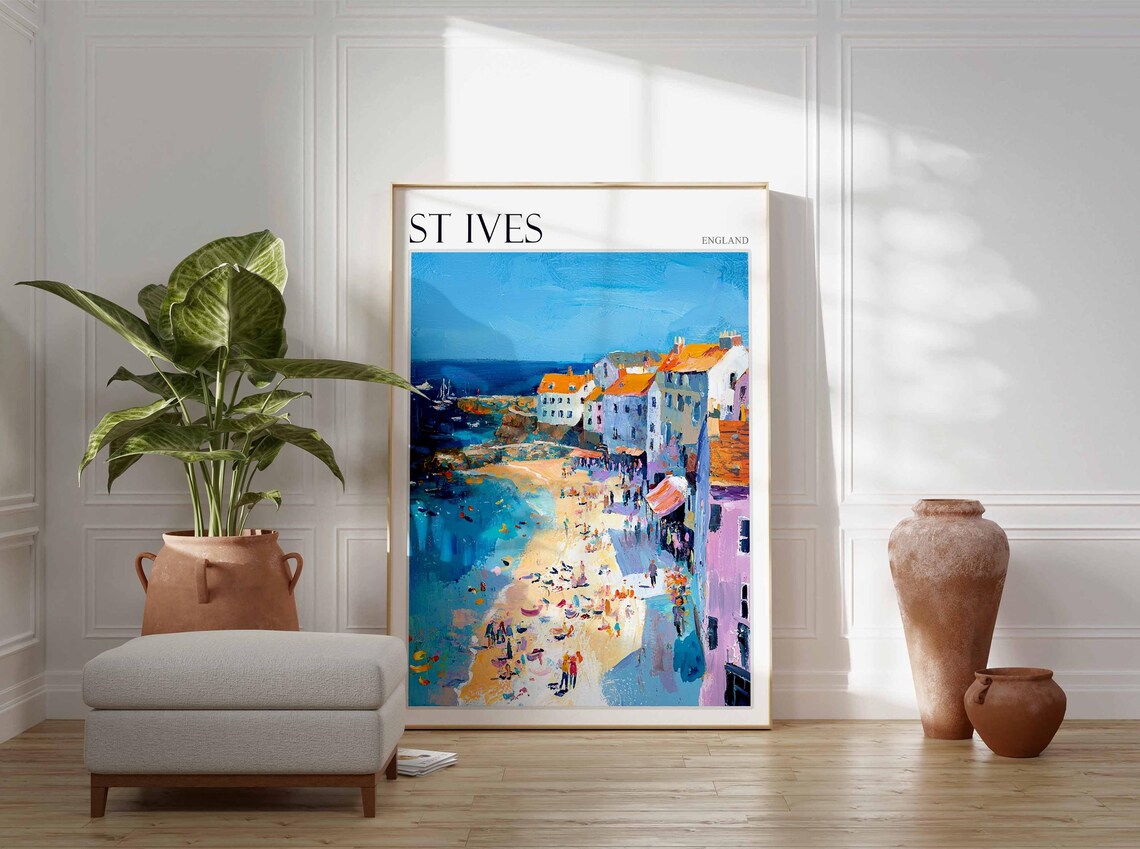 St Ives England Beach Town Harbor Colorful Painted Seaside Travel Poster - Image 2