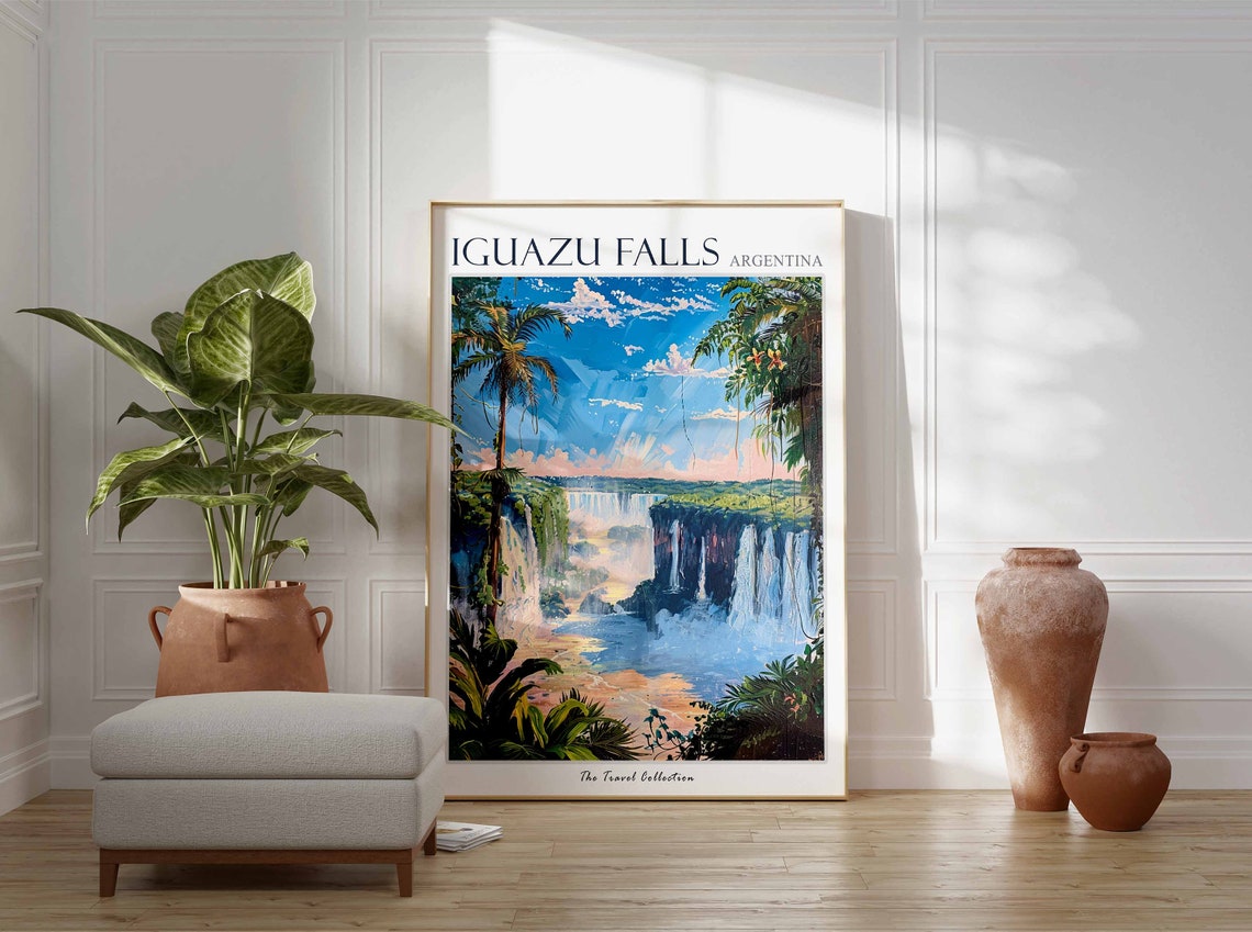 Iguazu Falls Poster Iguazu Falls Travel Print Argentina Travel Poster Tropical Decor Beach Art Argentina Travel Gift Floral Print - Image 2