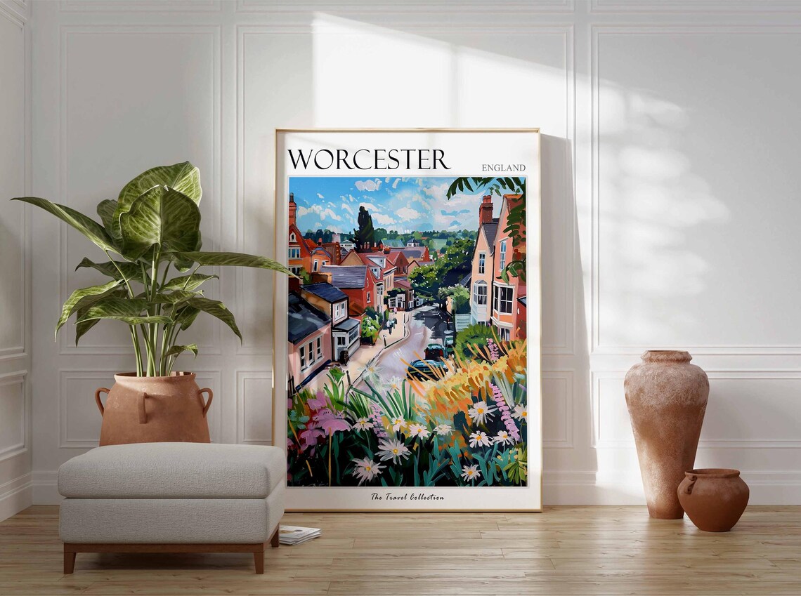 Worcester England Brick Houses Wildflower Garden Street Poster - Image 2