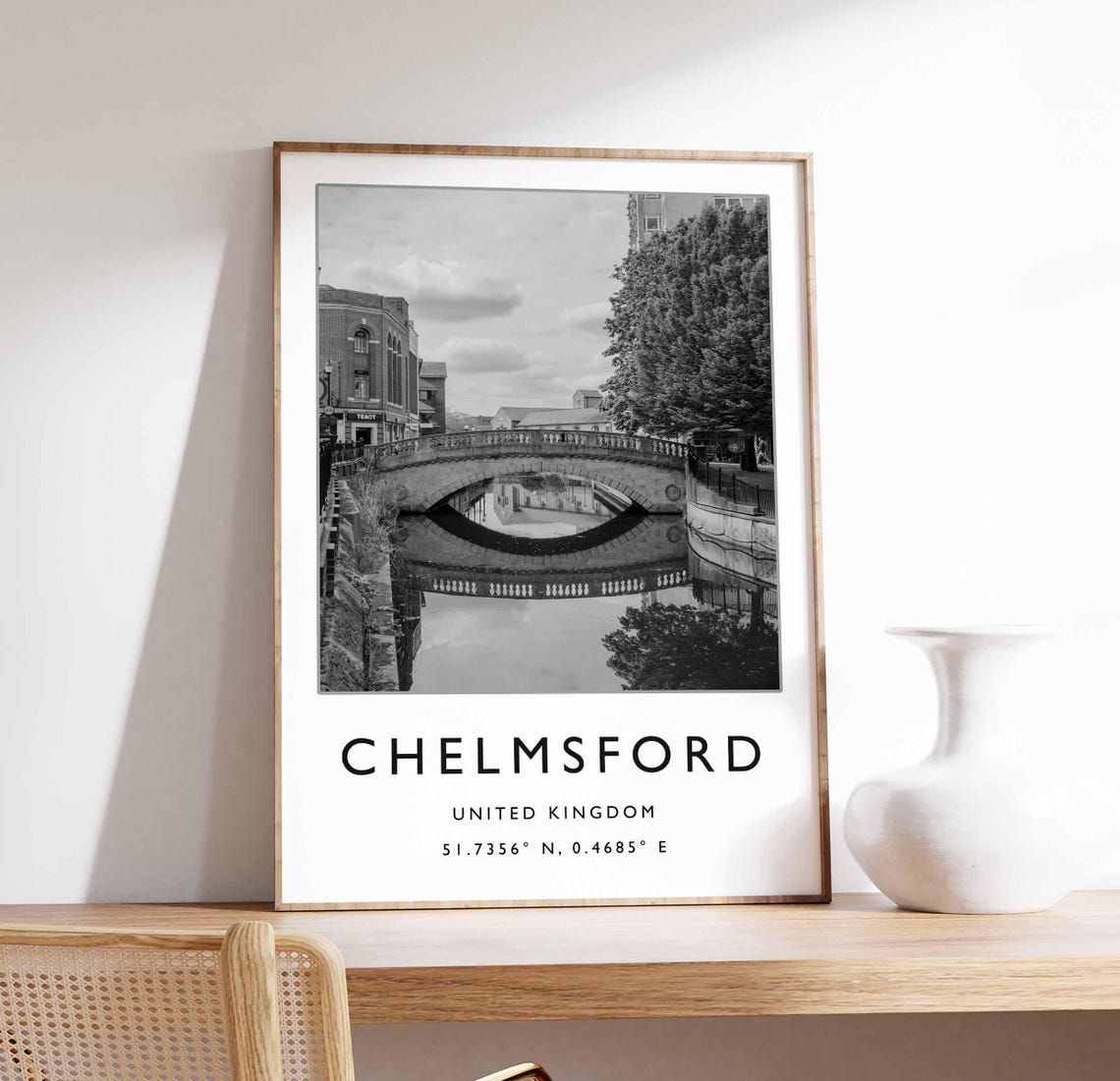 Chelmsford England Black And White Bridge Photography Poster