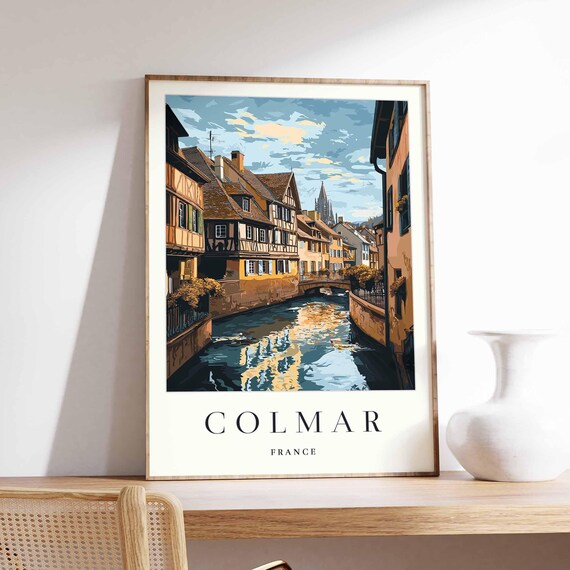 Colmar France Alsace Canal Half Timbered Houses Travel Poster