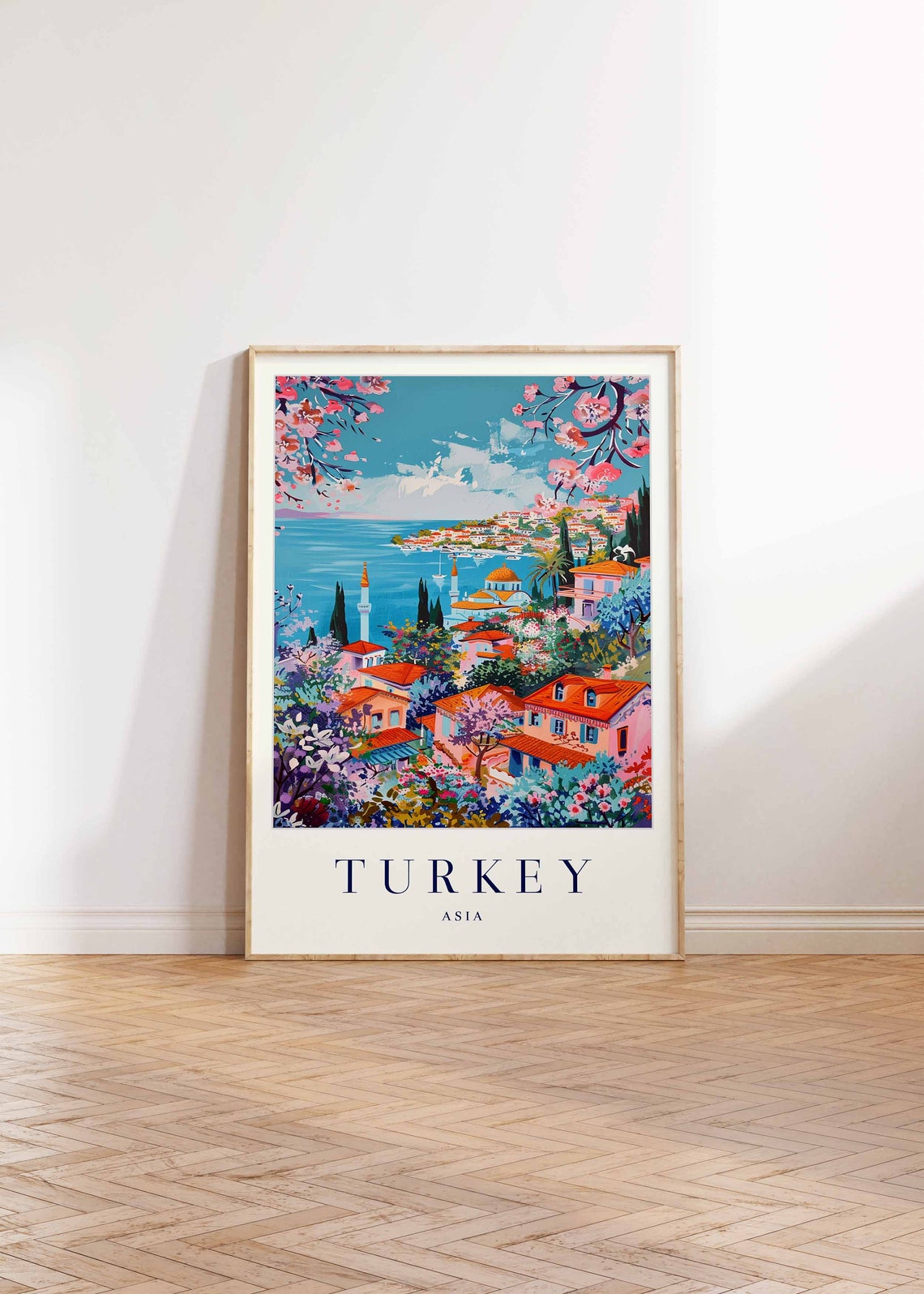 Turkey Spring Blossoms Coastal Town Mosques Turquoise Sea Poster - Image 2