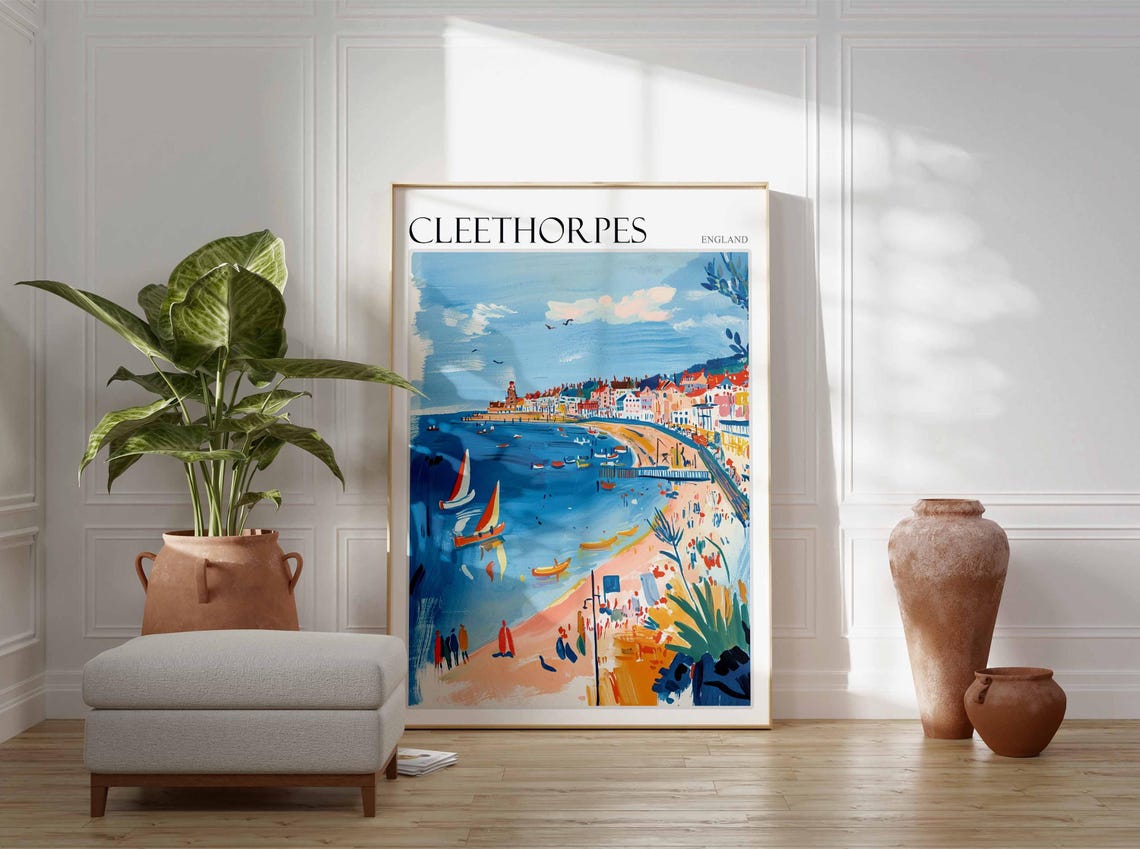Cleethorpes England Sailboats Sandy Beach Summer Day Travel Poster - Image 3