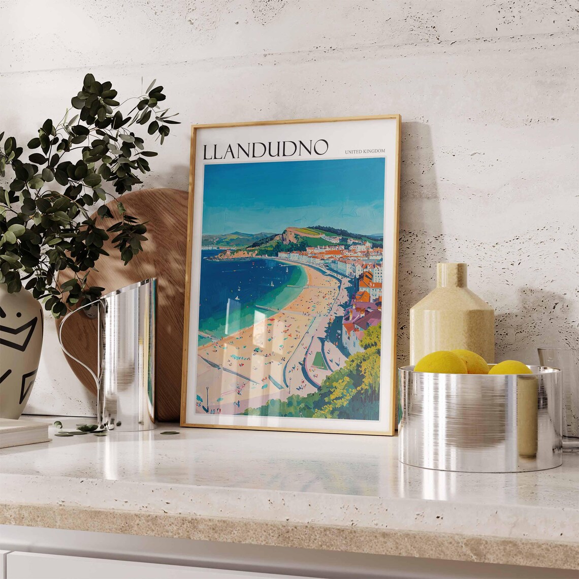 Llandudno United Kingdom Great Beach Curve Headland Town Art Poster - Image 2
