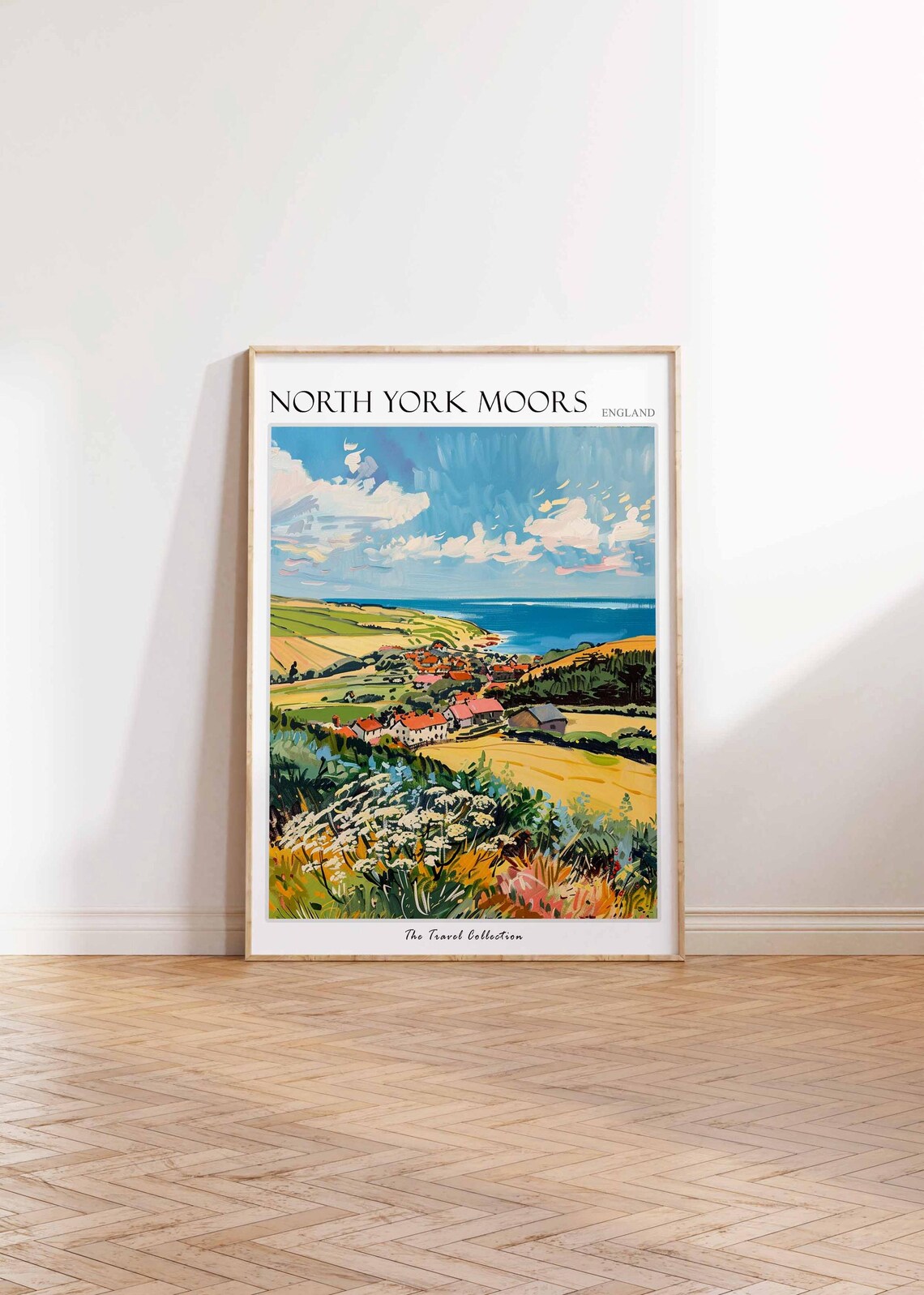 North York Moors England Coastal Village Sea Meadow Scene Poster - Image 2