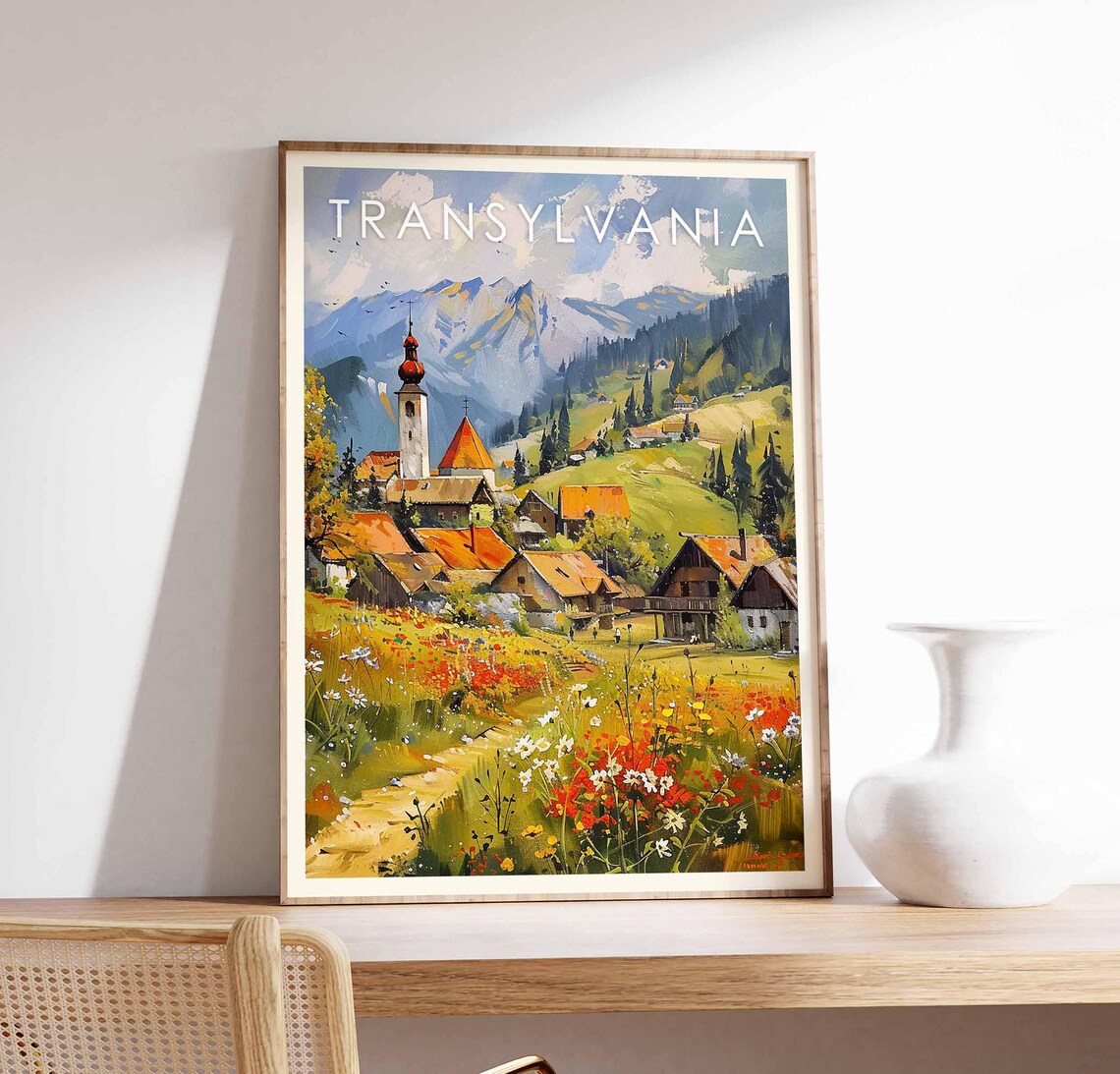 Transylvania Travel Poster, Carpathian Mountains Art