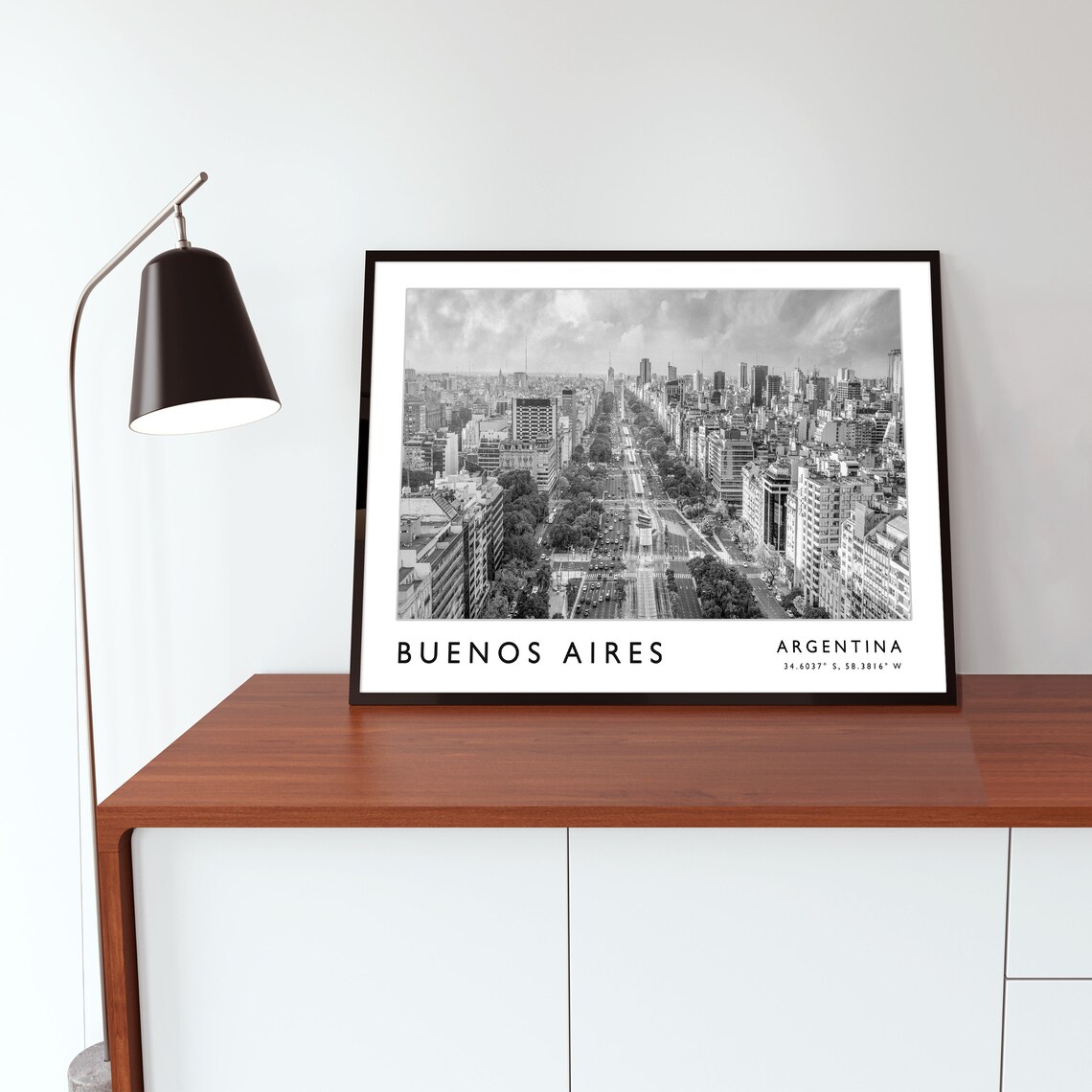 Buenos Aires Argentina City Avenue Aerial Black White Poster - Image 3