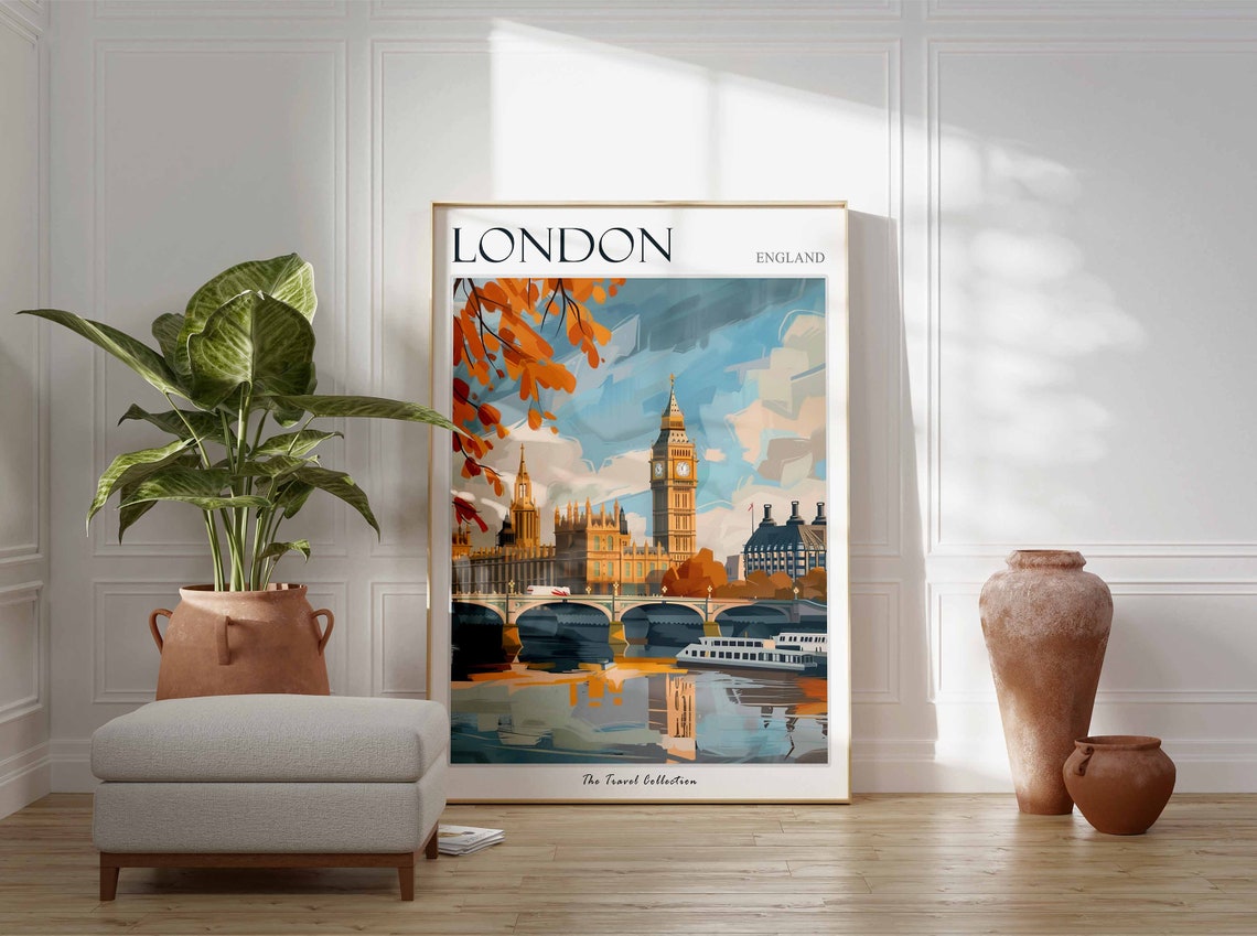 London Poster London Travel Print Tropical Decor City Wall Art British Decor England Travel Print London Gift London Travel Poster - Image 2