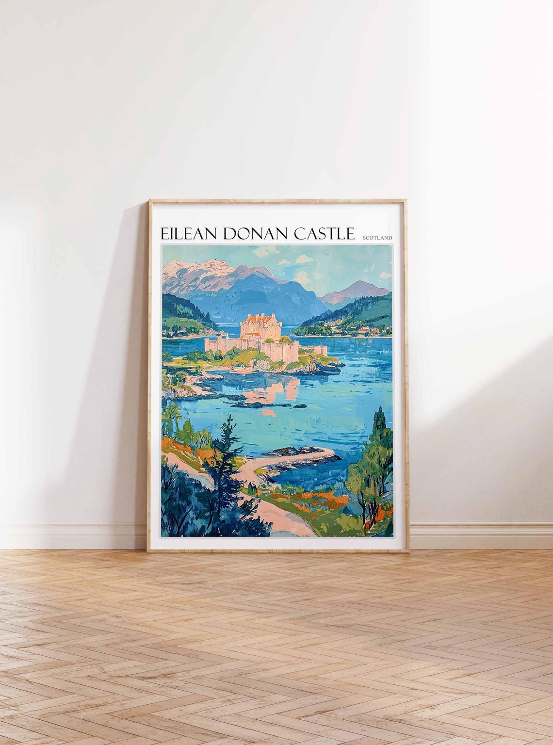 Eilean Donan Castle Scotland Mountains Loch Panoramic Painted Poster - Image 3