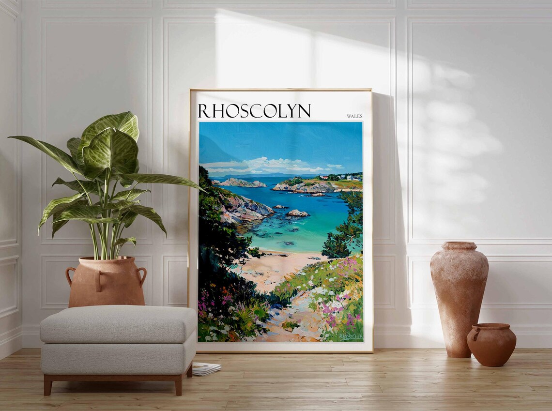 Rhoscolyn Wales Rocky Cove Turquoise Water Sandy Beach Poster - Image 4