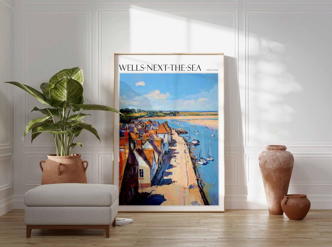 Wells Next The Sea Poster Norfolk Poster Uk Travel Poster Coastal Wall Art British Decor Wells Next The Sea Travel Print Norfolk Decor - Image 2