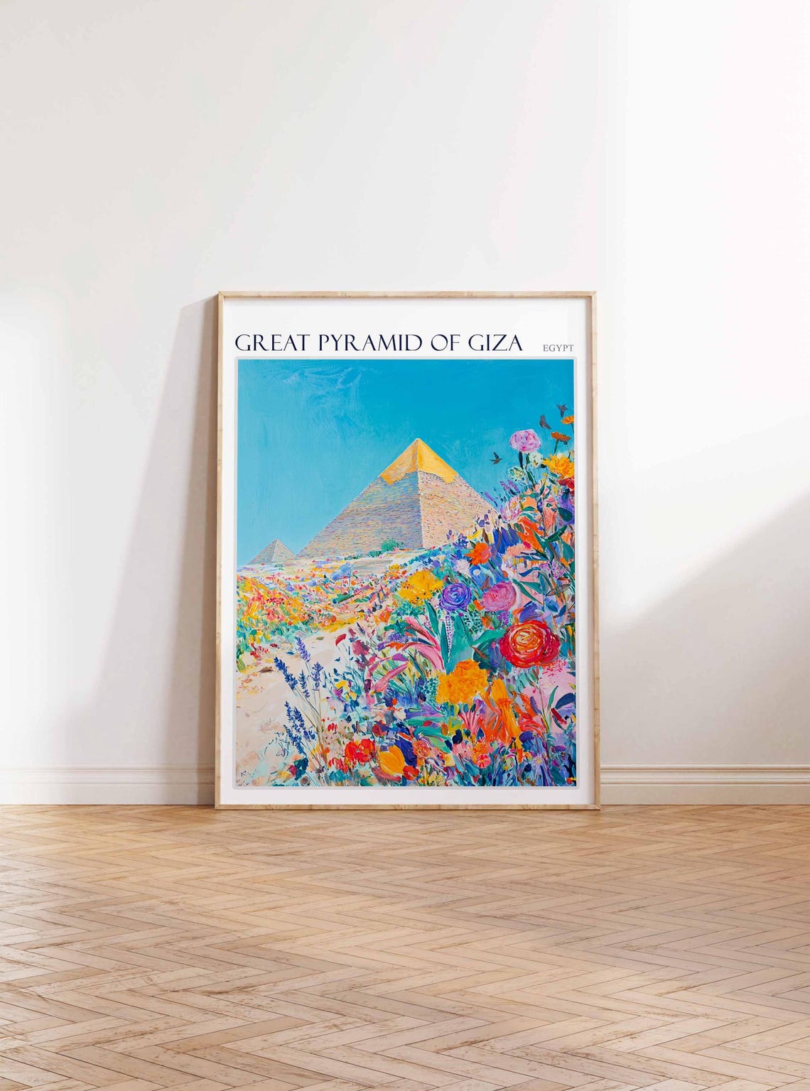Great Pyramid of Giza Egypt Wildflower Meadow Bloom View Poster - Image 3