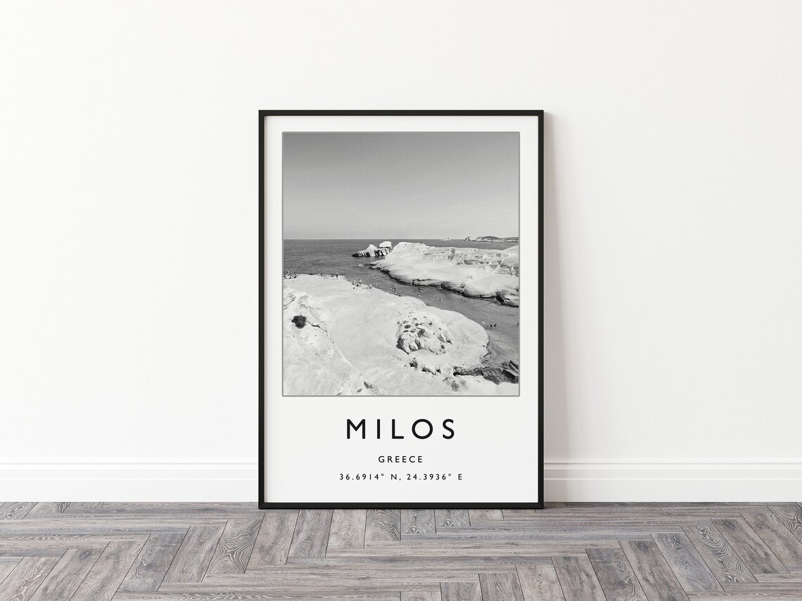 Milos Greece White Rock Island Coast Black and White Travel Poster - Image 2