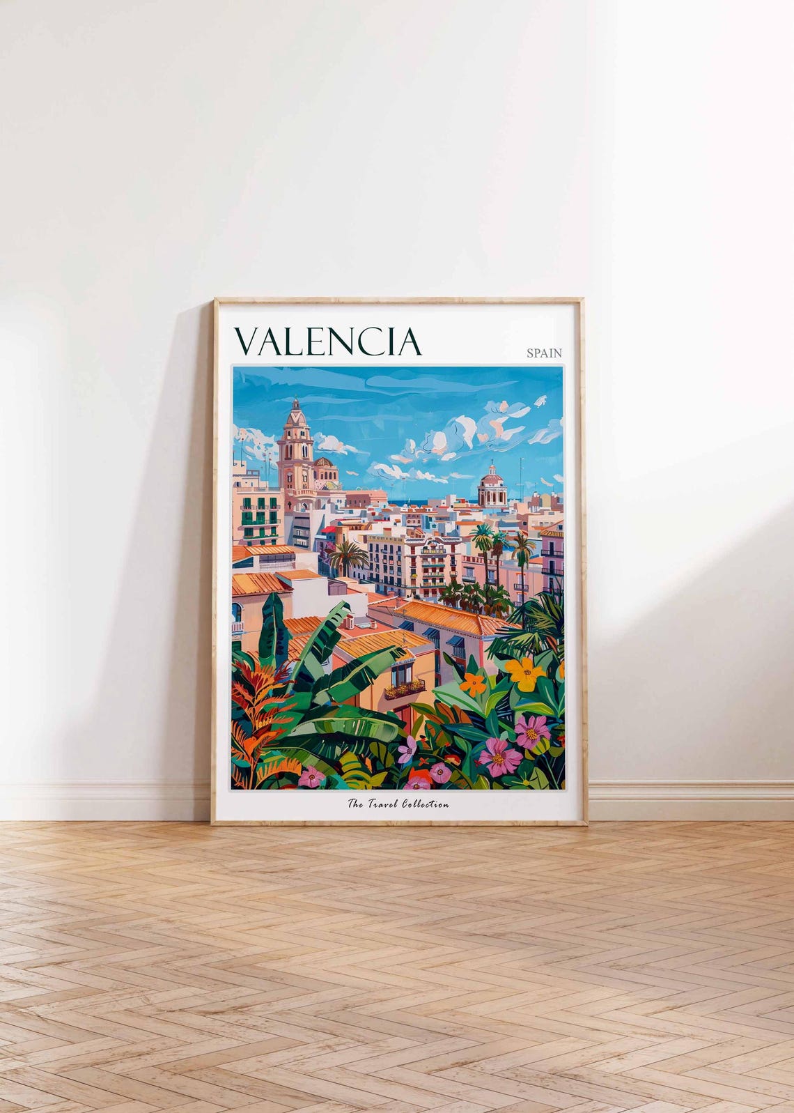 Valencia Spain City Panorama Cathedral Tower Tropical Art Poster - Image 2