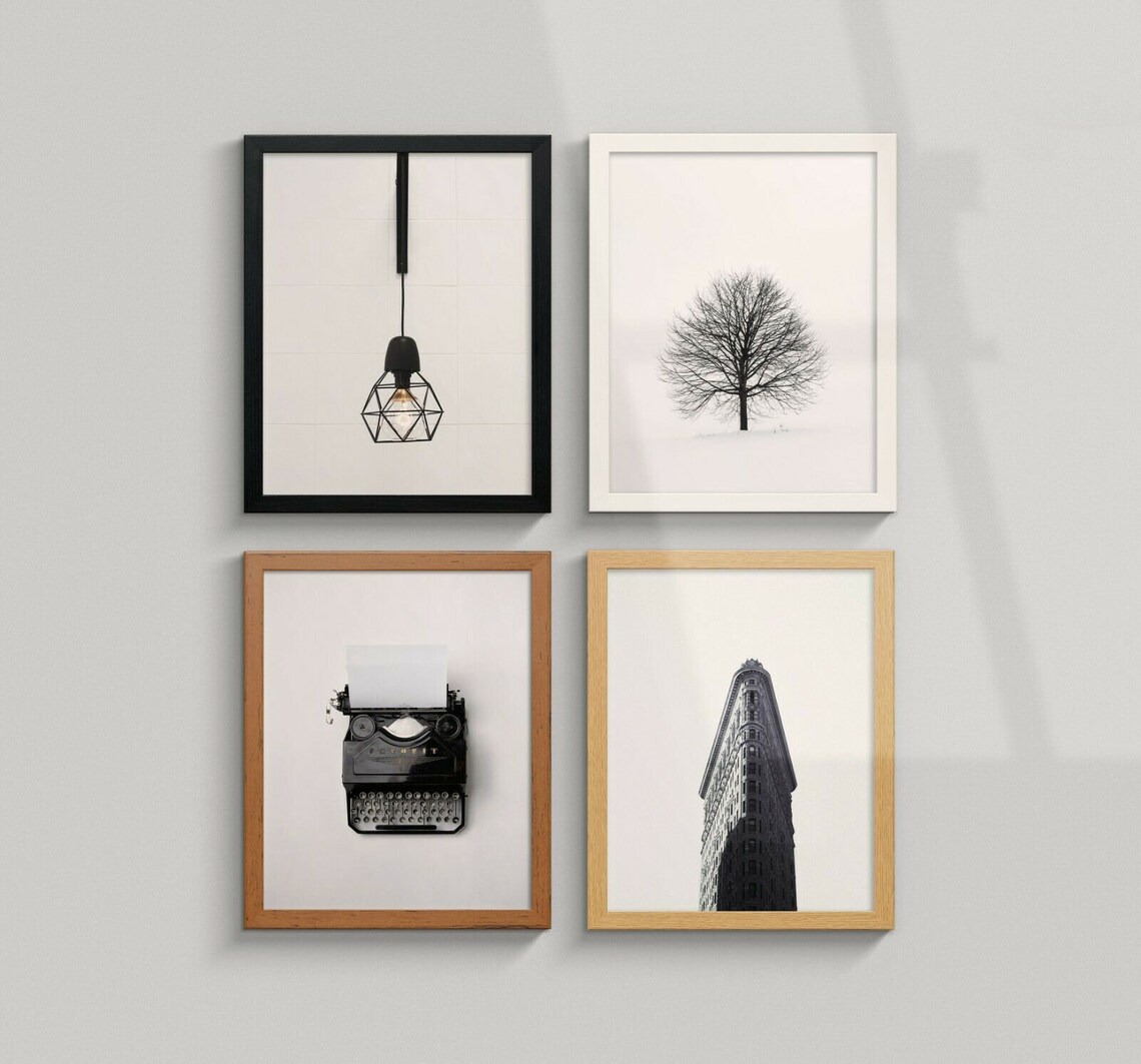 Set of 4 Framed Minimalist Prints Gallery Wall Poster Display