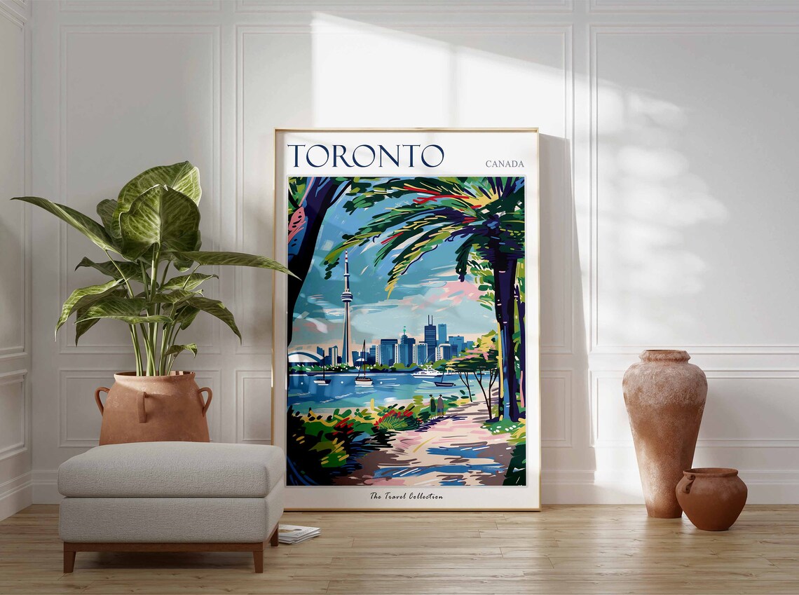 Toronto Canada CN Tower Harbour Sailboats Skyline Lake View Poster - Image 2