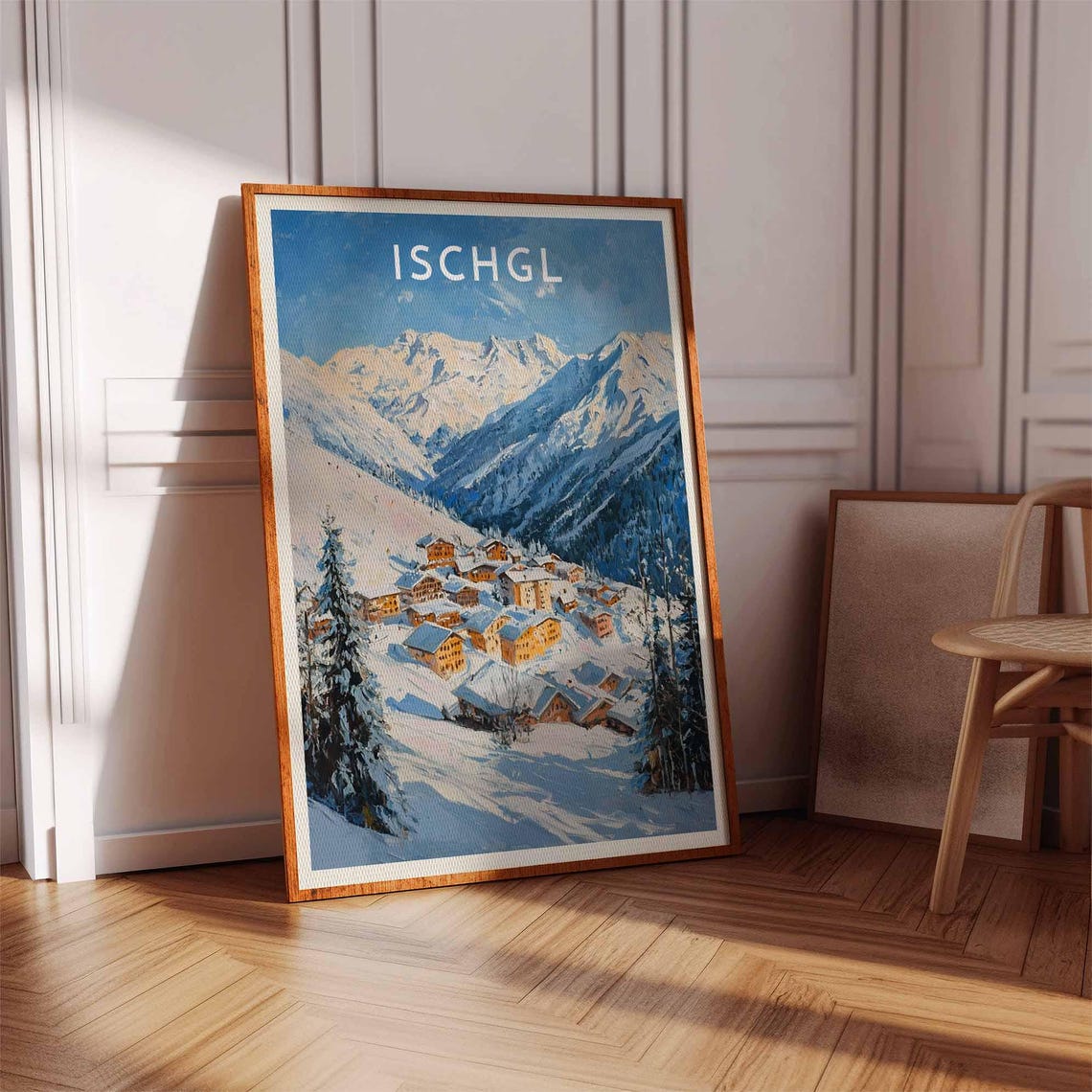 Ischgl Austria Alpine Village Poster with Golden Chalets in Snow - Image 2