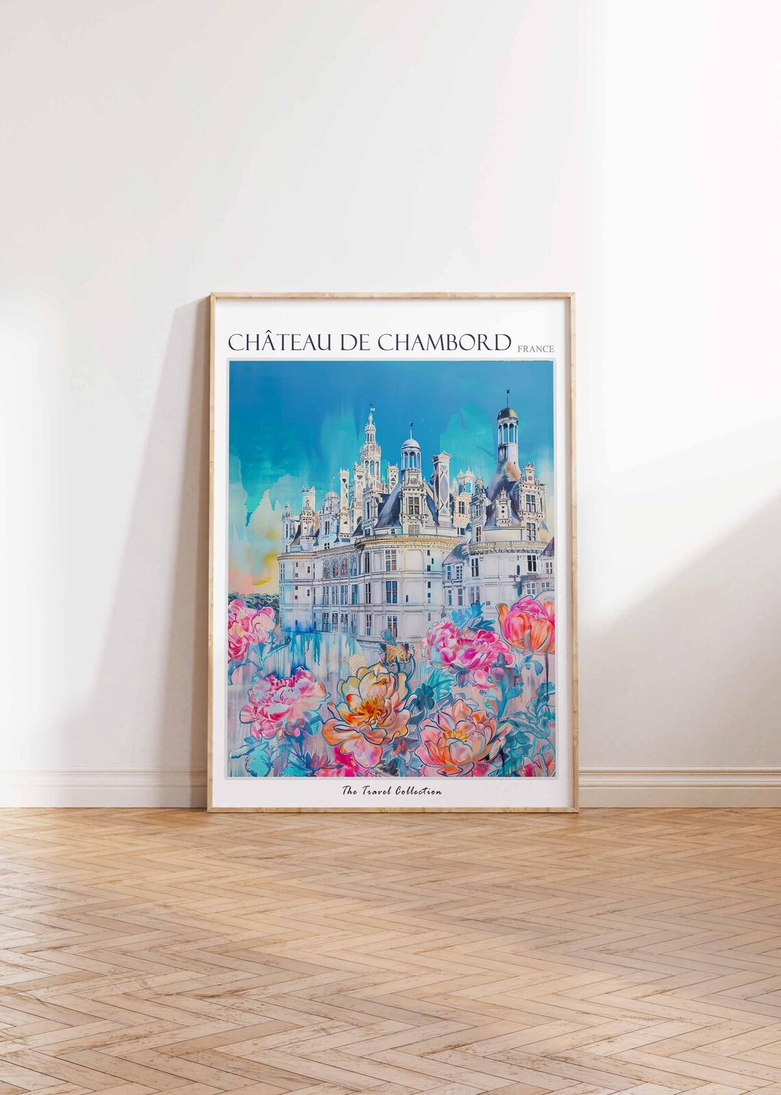 Chateau De Chambord France Peony Bloom Spring Garden Travel Poster - Image 2
