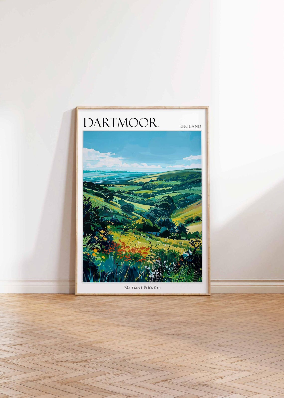 Dartmoor England Green Valley Panorama Blue Sky Nature Poster - Image 2