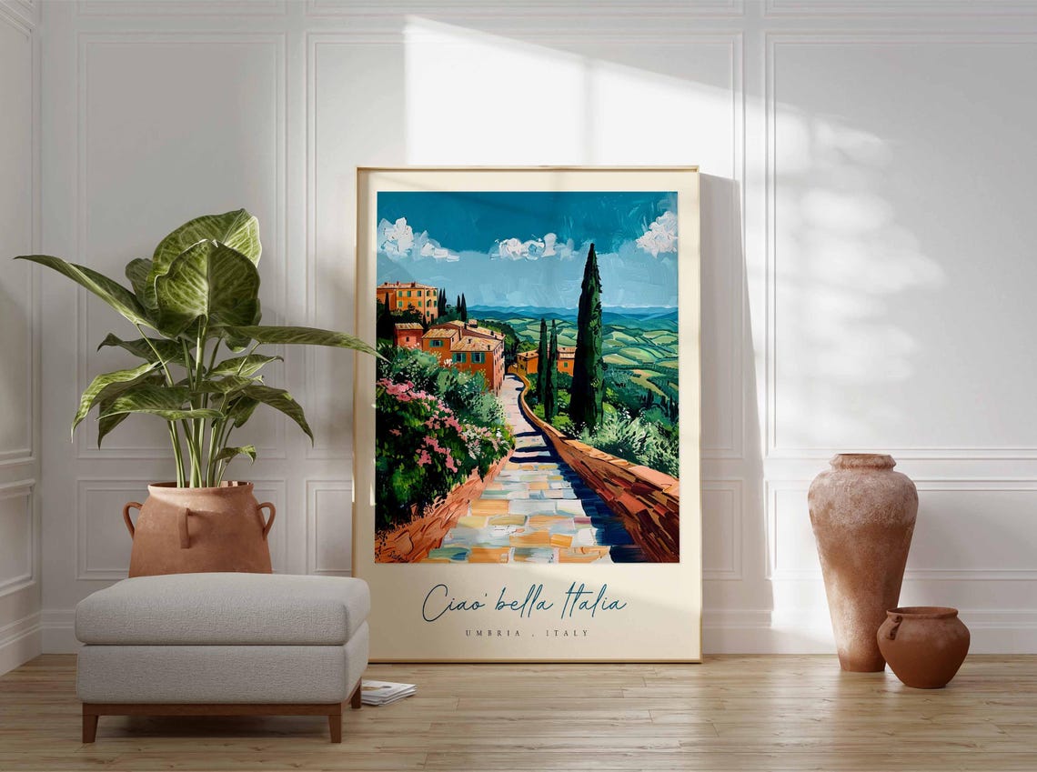 Umbria Poster Italian Travel Print Umbria Travel Art Umbria Wall Art Italy Art Italy Travel Decor Italian Travel Gift - Image 3