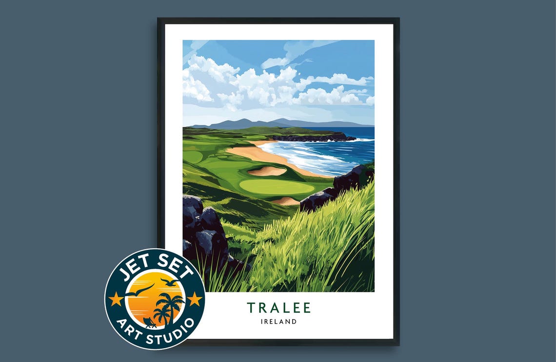 Tralee Golf Course Poster Print Wall Art Ireland Framed Unframed Canvas Travel Gift