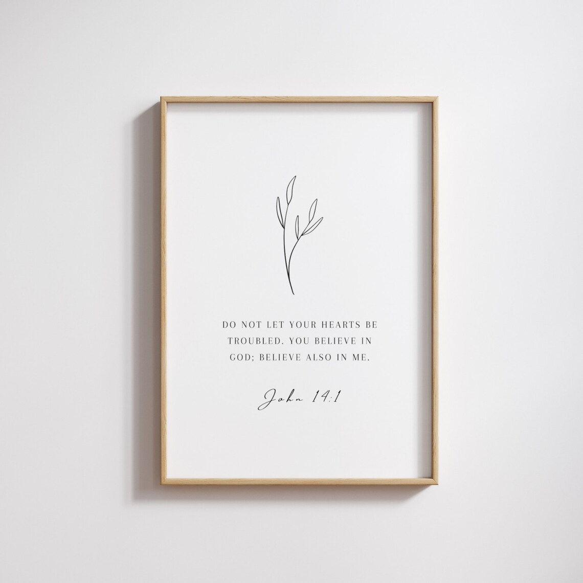 John 141 Do Not Let Your Hearts Be Troubled Poster Botanical Faith Verse