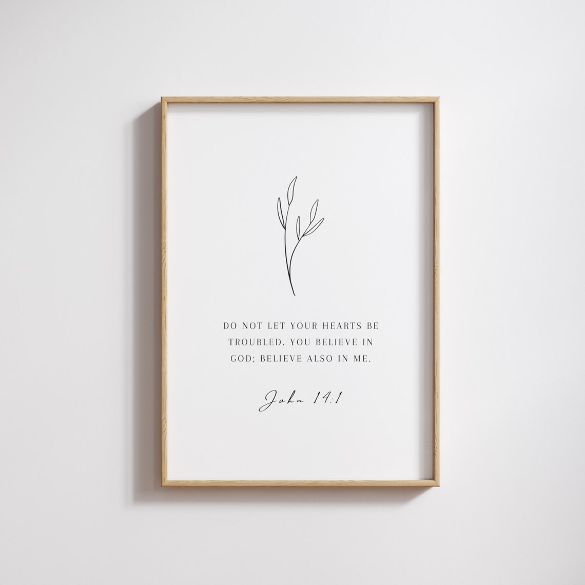 John 141 Print Do Not Let Your Hearts Be Troubled Bible Verse Scripture Wall Art Modern