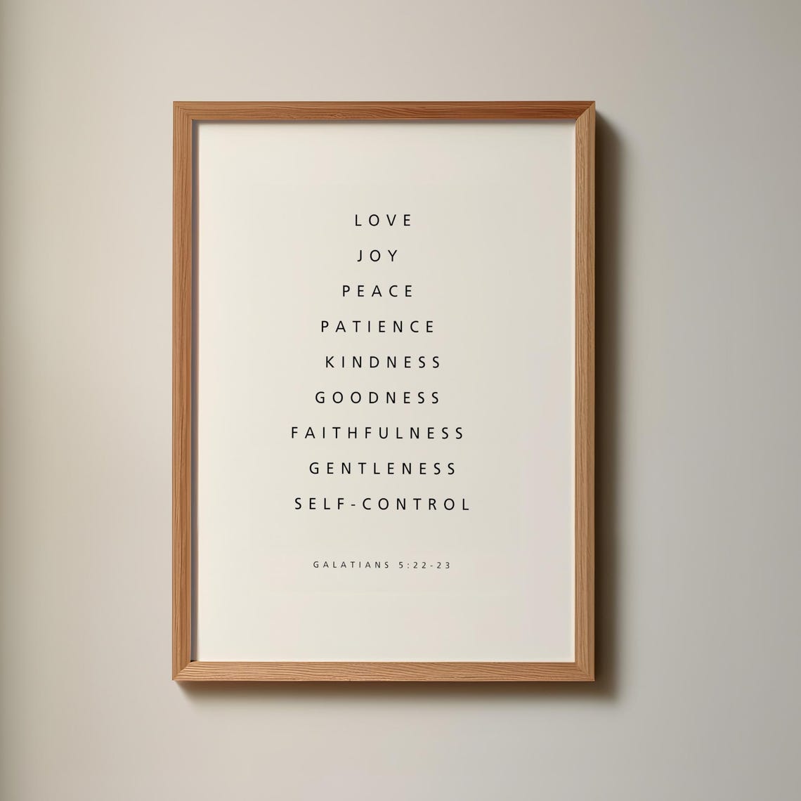 Fruits of the Spirit Galatians 5:22-23 Minimal Typography Poster