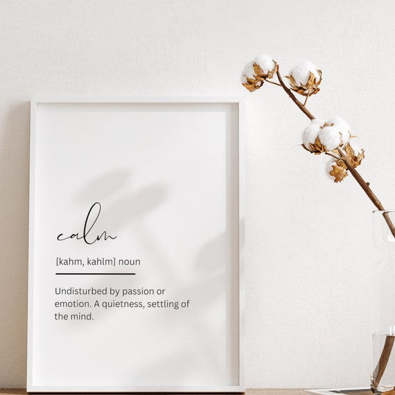 Calm Definition Print Wall Art Poster Printables Dictionary